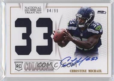 2013 Panini National Treasures - Rookie Colossal Materials - Jersey Number Signatures #3 - Christine Michael /99