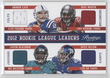 2013 Panini Prestige - League Leaders Rookie Quad Materials #5 - Andrew Luck, Doug Martin, Justin Blackmon, David Wilson /299