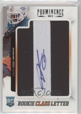 2013 Panini Prominence - [Base] - Rookie Class Letter Signatures #129 - Dion Sims /200