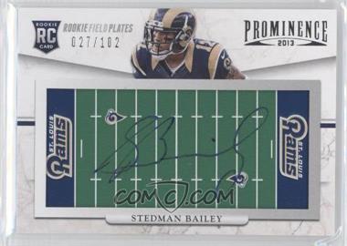 2013 Panini Prominence - [Base] - Rookie Field Plates Signatures #186 - Stedman Bailey /102