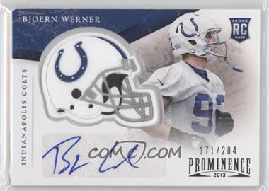 2013 Panini Prominence - [Base] - Rookie Helmet Signatures #110 - Bjoern Werner /204