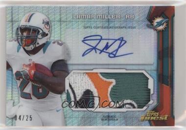 2013 Topps Finest - Autographed Jumbo Relic - Prism Refractor Patch #AJR-LM - Lamar Miller /25