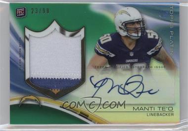 2013 Topps Platinum - Autograph Rookie Refractor Patch - Green #ARP-MT - Manti Te'o /99