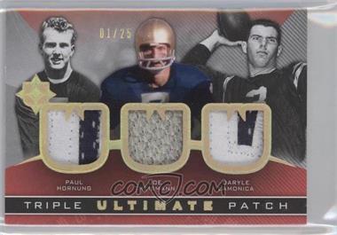 2013 Upper Deck Ultimate Collection - Ultimate Jersey Triple - Patch #UJ3-HTL - Paul Hornung, Joe Theismann, Daryle Lamonica /25