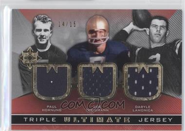 2013 Upper Deck Ultimate Collection - Ultimate Jersey Triple #UJ3-HTL - Paul Hornung, Joe Theismann, Daryle Lamonica /15