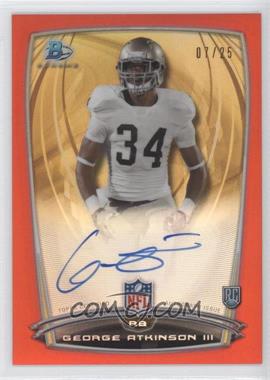 2014 Bowman - Rookie Chrome Refractor Autograph - Red Border #72 - George Atkinson III /25