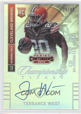 2014 Panini Contenders - [Base] - Championship Ticket #230.1 - Terrance West (Running With Football in Right Arm) /49