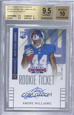 2014 Panini Contenders - [Base] #204.2 - Andre Williams (Ball in Right Hand) [BGS 9.5 GEM MINT]