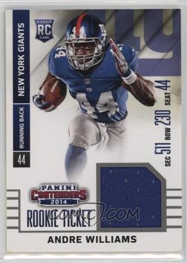 2014 Panini Contenders - Rookie Ticket Swatches #RTS-4 - Andre Williams