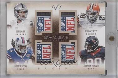 2014 Panini Immaculate Collection - Quads - NFL Shields #4-AFCR - Derek Carr, Sammy Watkins, Terrance West, Jadeveon Clowney /1