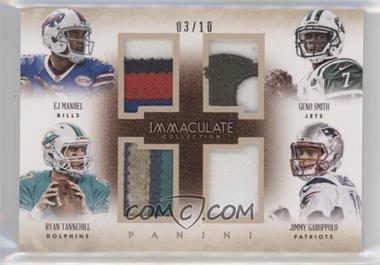 2014 Panini Immaculate Collection - Quads - Prime #4-AFCE - EJ Manuel, Ryan Tannehill, Geno Smith, Jimmy Garoppolo /10