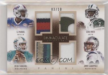 2014 Panini Immaculate Collection - Quads - Prime #4-AFCE - EJ Manuel, Ryan Tannehill, Geno Smith, Jimmy Garoppolo /10