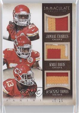 2014 Panini Immaculate Collection - Trios - Prime #3-KC - Jamaal Charles, Knile Davis, De'Anthony Thomas /10