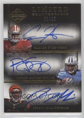 2014 Panini Limited - Limited Counterparts Triple Autographs #C3-HSH - Bishop Sankey, Carlos Hyde, Jeremy Hill /10
