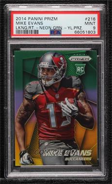 2014 Panini Prizm - [Base] - Neon Green & Yellow Prizm #216.1 - Mike Evans (Running with Ball in Left Hand, Looking Right) [PSA 9 MINT]