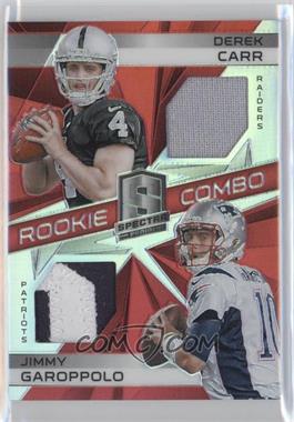 2014 Panini Spectra - Combo Rookie Jerseys - Red Prizm Patches #CR-DJ - Derek Carr, Jimmy Garoppolo /10