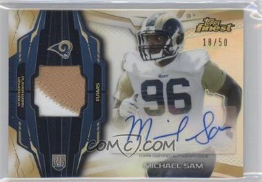 2014 Topps Finest - Rookie Autograph Patch - Gold Refractor #RAP-MS - Michael Sam /50