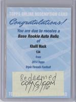 Rookie - Khalil Mack [Being Redeemed] #/99