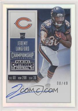 2015 Panini Contenders - [Base] - Championship Ticket #220.2 - Rookie Ticket RPS - Jeremy Langford (Team Logo) /49
