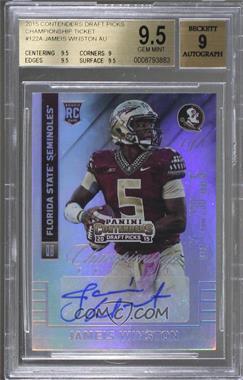 2015 Panini Contenders Draft Picks - [Base] - Championship Ticket #122.1 - Autographs - Jameis Winston (Red Jersey, SEC 64) /1 [BGS 9.5 GEM MINT]