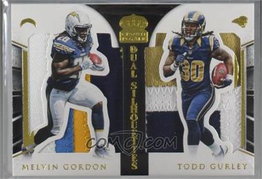 2015 Panini Crown Royale - Dual Silhouettes - Gold #DS-MGTG - Melvin Gordon, Todd Gurley /25 [Noted]