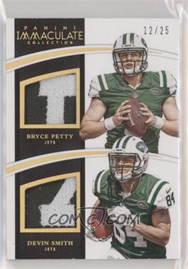 2015 Panini Immaculate Collection - Immaculate Dual Jerseys - Gold #IDJ-NYJ - Bryce Petty, Devin Smith /25