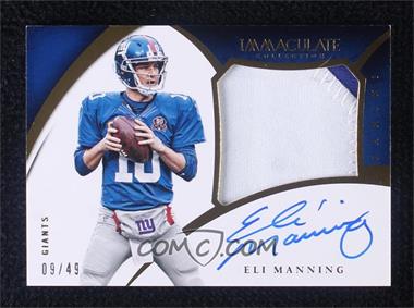 2015 Panini Immaculate Collection - Premium Patches Autographs #PP-EM - Eli Manning /49