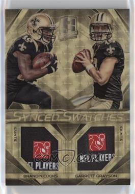 2015 Panini Spectra - Synced Swatches - Gold Vinyl Prizm Laundry Tags NFLPA Logo #SS-NO - Brandin Cooks, Garrett Grayson /1