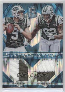 2015 Panini Spectra - Synced Swatches - Neon Blue Prizm #SS-NYJ - Bryce Petty, Leonard Williams /50
