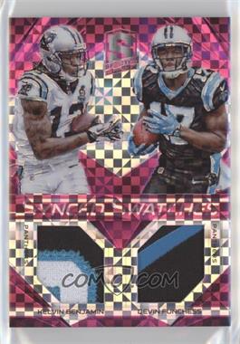 2015 Panini Spectra - Synced Swatches - Neon Pink Prizm #SS-CAR - Kelvin Benjamin, Devin Funchess /10
