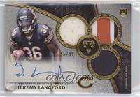 Rookie Autographed Triple Relics - Jeremy Langford #/99