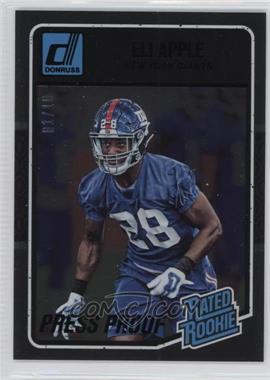 2016 Donruss - [Base] - Press Proof Black #367 - Rated Rookies - Eli Apple /10