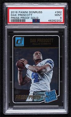 2016 Donruss - [Base] - Press Proof Gold #362 - Rated Rookies - Dak Prescott /50 [PSA 9 MINT]