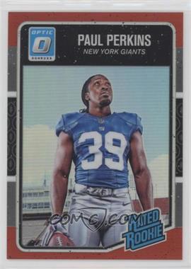 2016 Donruss Optic - [Base] - Red #189 - Rated Rookie - Paul Perkins /99