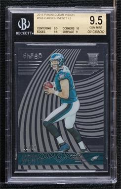 2016 Panini Clear Vision - [Base] #168 - Rookies Level 3 - Carson Wentz /99 [BGS 9.5 GEM MINT]