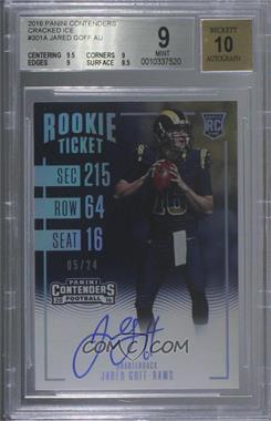 2016 Panini Contenders - [Base] - Cracked Ice Ticket #301 - Rookie Ticket RPS - Jared Goff /24 [BGS 9 MINT]