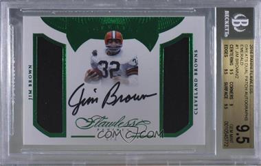 2016 Panini Flawless - Greats Dual Patch Autographs - Emerald #GPJB - 2017 Panini Flawless Update - Jim Brown /2 [BGS 9.5 GEM MINT]