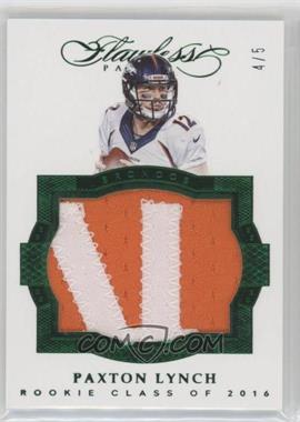 2016 Panini Flawless - Rookie Patches - Emerald #RPPL - Paxton Lynch /5