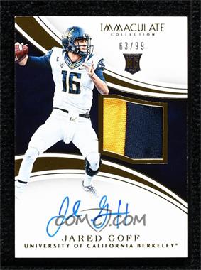 2016 Panini Immaculate Collection Collegiate - Rookie Patch Autographs #102 - Jared Goff /99