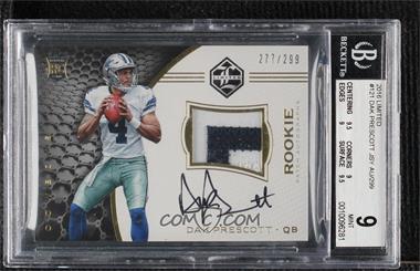 2016 Panini Limited - [Base] #121.1 - Rookie Patch Autographs - Dak Prescott /299 [BGS 9 MINT]