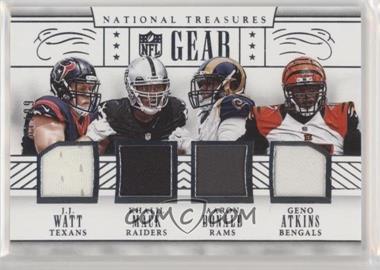 2016 Panini National Treasures - NFL Gear Quads #10 - J.J. Watt, Khalil Mack, Aaron Donald, Geno Atkins /99