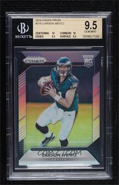 2016 Panini Prizm - [Base] - Silver Prizm #218 - Rookie - Carson Wentz [BGS 9.5 GEM MINT]