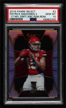 2016 Panini Select - 2017 NFL Draft XRC Prizm Redemption #2 - Patrick Mahomes II (QB2) [PSA 10 GEM MT]