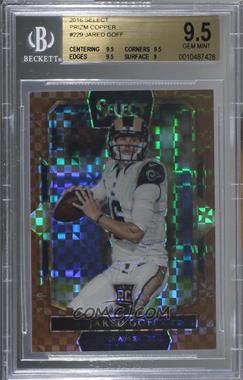 2016 Panini Select - [Base] - Copper Prizm #229 - Field Level - Jared Goff /49 [BGS 9.5 GEM MINT]