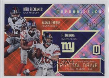 2016 Panini Unparalleled - Pivotal Drive - Orange #PD-21 - Odell Beckham Jr, Rashad Jennings, Eli Manning /99