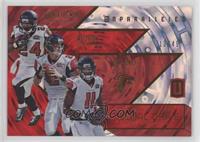 Devonta Freeman, Matt Ryan, Julio Jones #/49