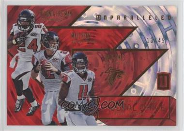 2016 Panini Unparalleled - Pivotal Drive - Red #PD-2 - Devonta Freeman, Matt Ryan, Julio Jones /49