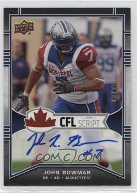 2016 Upper Deck CFL - CFL Script Autographs #S-JB - John Bowman /25