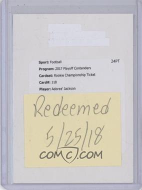 2017 Panini Contenders - [Base] - Championship Ticket #118 - Rookie Ticket - Adoree' Jackson /25 [Being Redeemed]