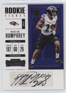 2017 Panini Contenders - [Base] #103 - Rookie Ticket - Marlon Humphrey